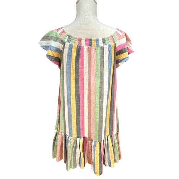 Marine Layer Shirley Stripe off the shoulder Bold Multicolor MiniDress - Picture 8 of 9